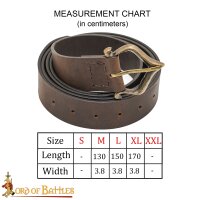 Ceinture médiévale en cuir avec boucle en laiton massif, finition antique