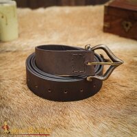 Ceinture médiévale en cuir avec boucle en laiton massif, finition antique