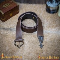 Ceinture médiévale en cuir avec boucle en laiton massif, finition antique