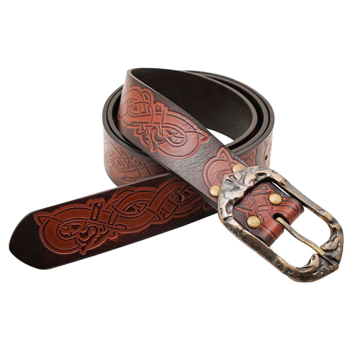 Ceinture en cuir faite main avec motif en relief au...