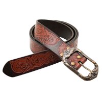 Ceinture en cuir faite main avec motif en relief au design viking et boucle en laiton