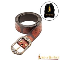 Ceinture en cuir faite main avec motif en relief au design viking et boucle en laiton