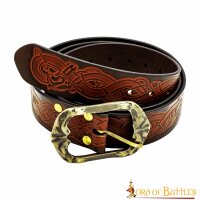 Ceinture en cuir faite main avec motif en relief au design viking et boucle en laiton