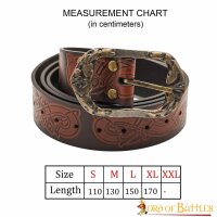 Ceinture en cuir faite main avec motif en relief au design viking et boucle en laiton