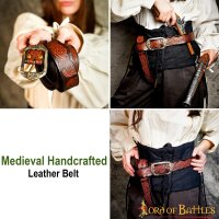 Ceinture en cuir faite main avec motif en relief au design viking et boucle en laiton