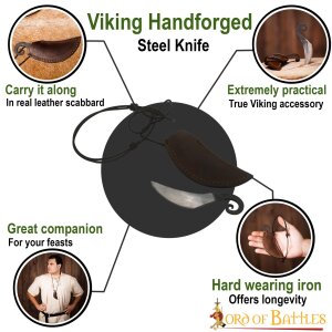 Couteau de cou viking avec étui en cuir