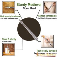 Pointe de lance médiévale triangulaire en acier au carbone ou pique en acier Ü18
