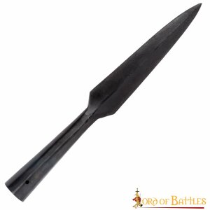 pointe de lance médiévale noire, forgée à la main en acier au carbone tranchante