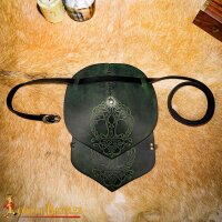 Epaulière en cuir viking estampillée Yggdrasil-Mjölnir pour le larp