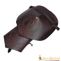 Epaulière en cuir viking estampillée Yggdrasil-Mjölnir pour le larp