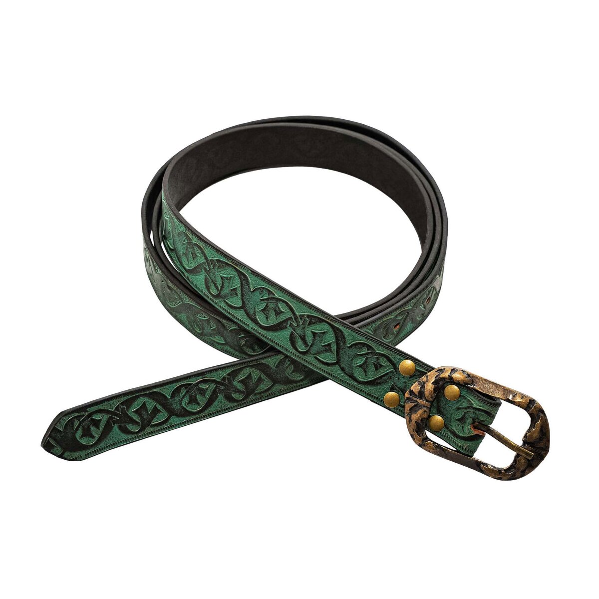 Ceinture larp avec motif en relief et boucle en laiton vert