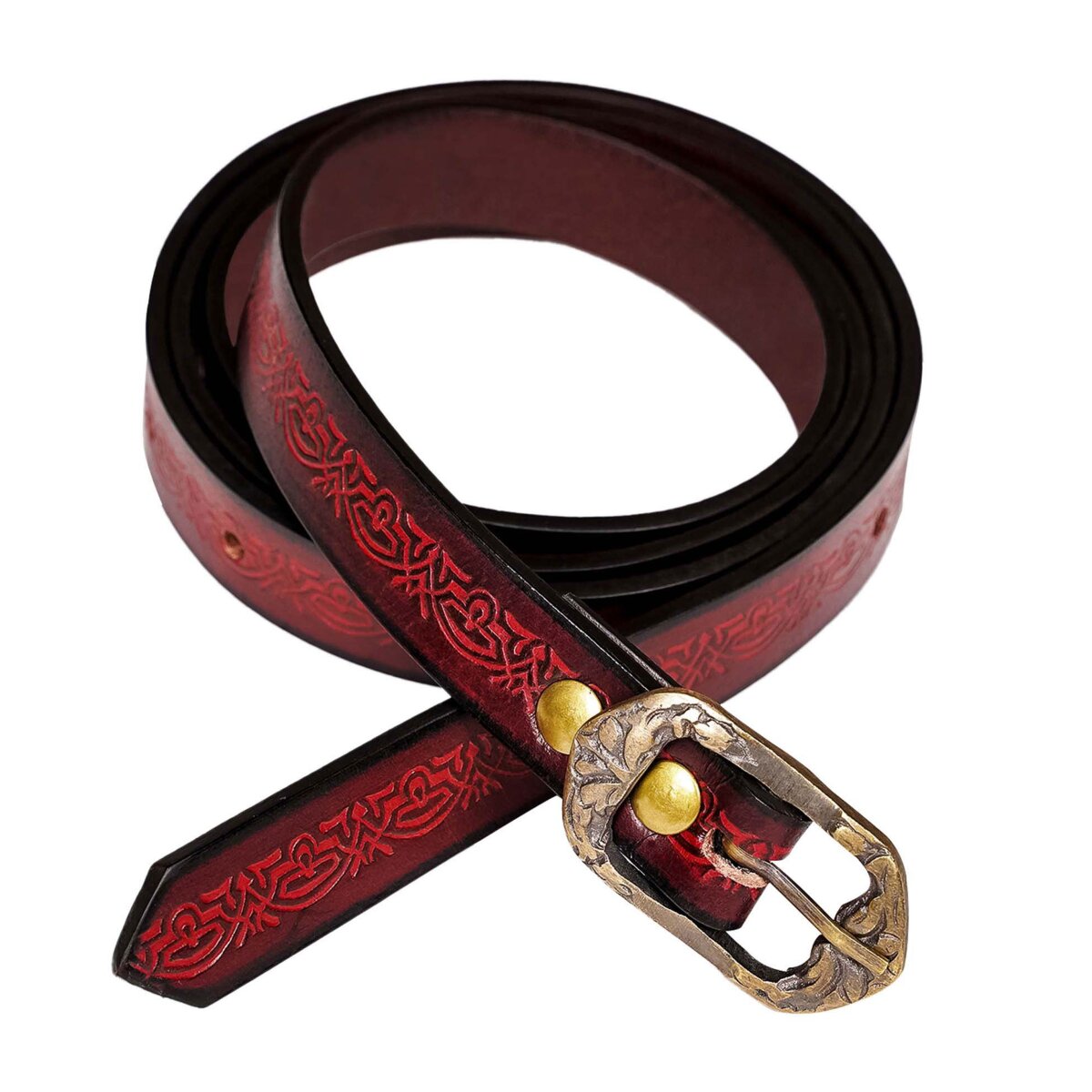 Ceinture larp en cuir avec design en relief rouge-brun