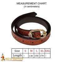 Ceinture médiévale en cuir avec motif de nœuds en relief Marron