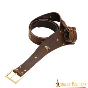 Ceinture de pirate en cuir avec support pour lépée Jolly Roger