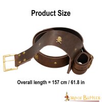 Ceinture de pirate en cuir avec support pour lépée Jolly Roger