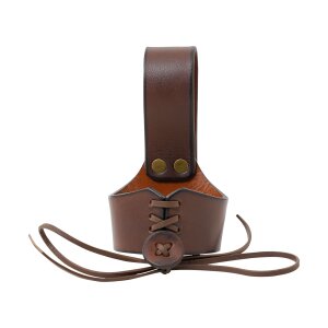 Support de ceinture pour corne à boire en cuir brun