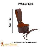 Support de ceinture pour corne à boire en cuir brun