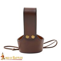 Support de ceinture pour corne à boire en cuir brun