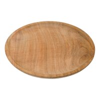 assiette médiévale en bois dur, environ 23 cm de diamètre