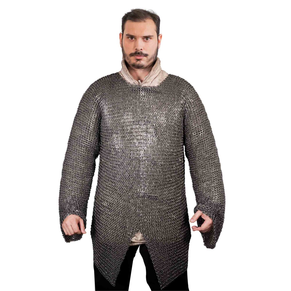 Flat Ring Chainmail Hauberk Shirt, Riveted and...