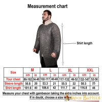 cotte de mailles à manches longues anneaux plats Hauberk, rivetés 4-en-1, ID 9 mm, acier nu