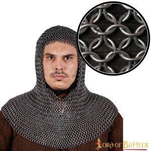 bonnet de chaîne médiéval Coif non riveté anneaux ronds ID 10mm acier noirci ou galvanisé