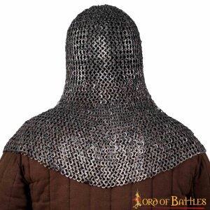 Flat Ring Chainmail Classic Coif, Riveted, ID 9 mm, Titanium