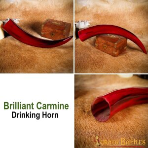 Corne à boire rouge carmin, faite à la main en véritable corne de bœuf environ 500ml