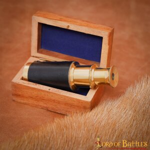 Mini-télescope en laiton avec petite boîte en bois