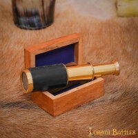 Mini-télescope en laiton avec petite boîte en bois