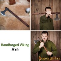 Hache viking forgée à la main avec une tête en acier au carbone et un enroulement en cuir environ 58 cm