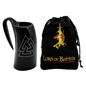 Corne à boire viking Pichet en corne avec symbole Valknut environ 600ml