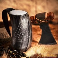 Corne à boire viking Pichet en corne avec symbole Valknut environ 600ml