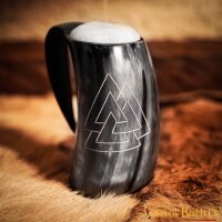 Corne à boire viking Pichet en corne avec symbole Valknut environ 600ml