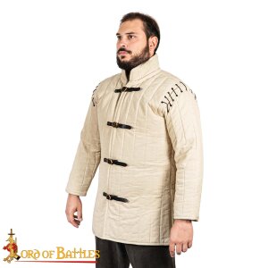 Gambeson médiéval rembourré (type 1) avec manches attachées nature