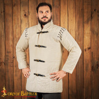 Gambeson médiéval rembourré (type 1) avec manches attachées nature