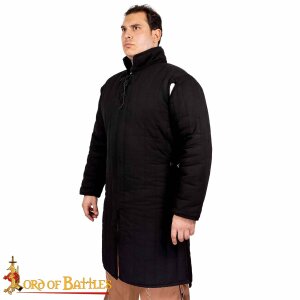 coton rembourré médiéval Gambeson (type 3) avec boucles latérales Noir