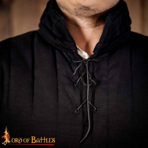 coton rembourré médiéval Gambeson (type 3) avec boucles latérales Noir