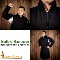 coton rembourré médiéval Gambeson (type 3) avec boucles latérales Noir