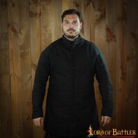 gambeson médiéval rembourré du 14ème siècle (type 6) avec boutons en tissu Noir