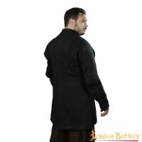 gambeson médiéval rembourré du 14ème siècle (type 6) avec boutons en tissu Noir