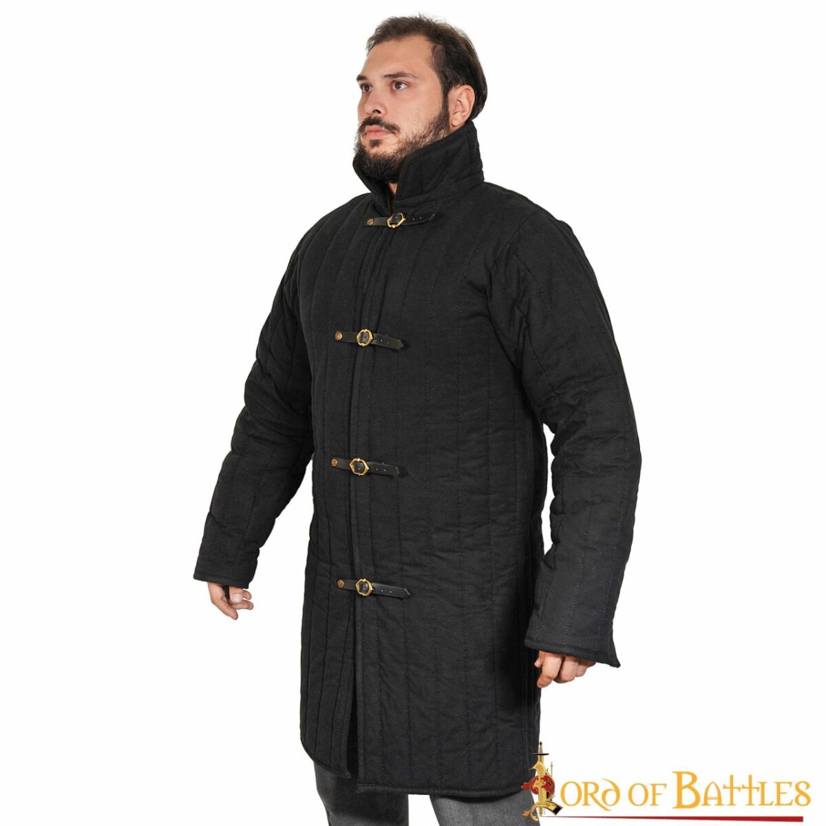 Gambeson medievale in cotone imbottito con fibbie (tipo...