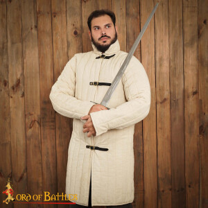 gambeson médiéval rembourré en coton avec boucles (type 10) nature