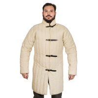 gambeson médiéval rembourré en coton avec boucles (type 10) nature