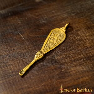 Réplique de cuillère à oreille viking en laiton avec motif de nœuds