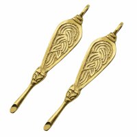 Cuillère doreille viking en laiton avec motif de nœuds réplique set de 2 pièces