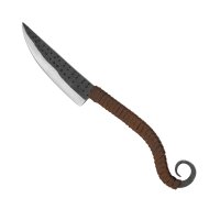 Couteau antique en acier avec manche enveloppé de cuir