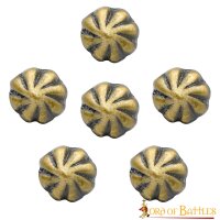 Boutons classiques de la fin du Moyen Âge avec motif floral Lot de 6 en laiton antique