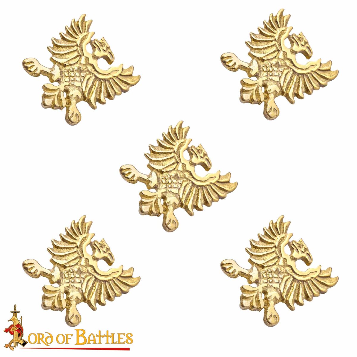Heraldic Eagle Belt Studs or Conchos Pure Solid Brass Set...