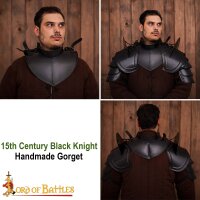 Collier Gorget de chevalier 18 Gauge (1,3 mm) noirci ou poli